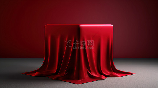 红色覆盖的演示底座非常适合奖项和奖品 3D 渲染