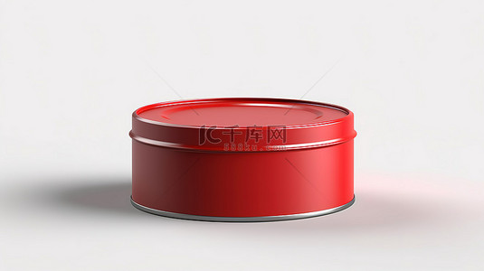 用于散装食品或其他产品包装设计的红锡罐的隔离 3D 渲染