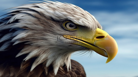 秃头鹰的 3D 渲染特写