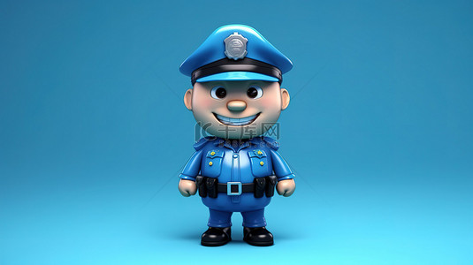 警官帽背景图片_卡通警察的幽默 3D 描绘