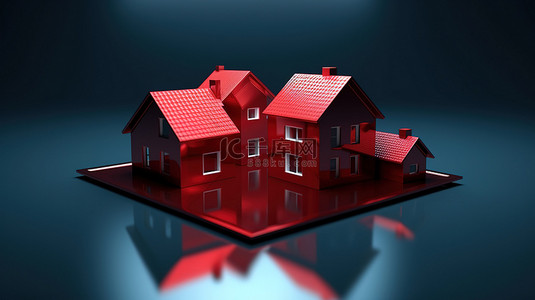 抖音商家设计背景图片_检查设计的红房子插图的 3D 渲染