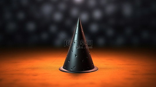 暗锥风格万圣节女巫帽子的 3d 插图