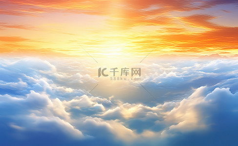 歌词电脑壁纸背景图片_日出时云层上方的阳光壁纸