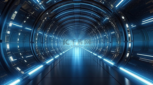 未来幻想背景图片_引人注目的抽象 3D 壁纸背景增强了未来派科幻隧道走道的效果