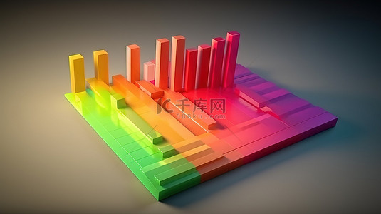 市场调查信息图表背景图片_使用 3D 条形图和形状描述数据的信息图