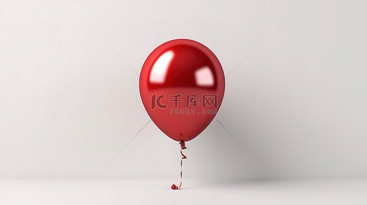 以 3D 渲染的白色背景红色箔气球模板