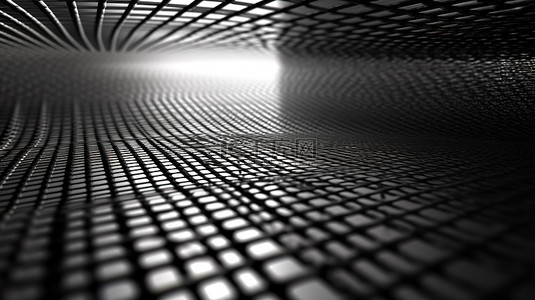 金属丝网背景图片_3D 渲染金属丝网在抽象光线下投射阴影