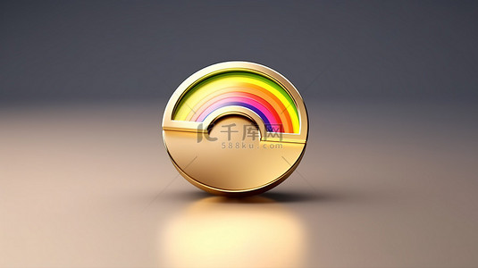 哑光金背景图片_带有 3D 渲染彩虹符号的哑光金板令人惊叹的社交媒体图标
