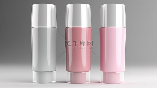 美容产品产品平台上化妆品管的 3D 渲染