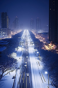 夜晚的雪背景图片_夜晚的雪城