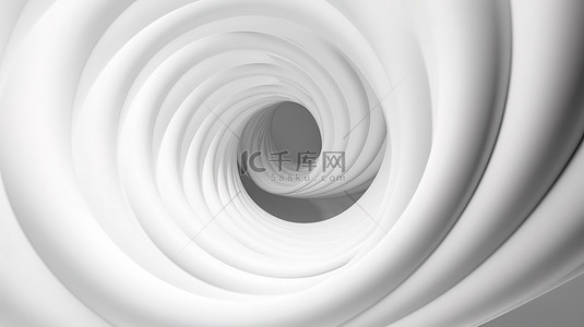 明亮的白色背景上带有扭曲的超现实漩涡无限的 3D 插图