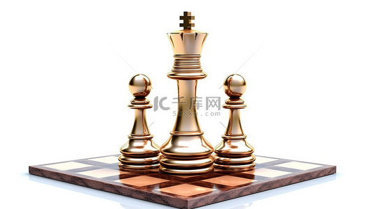 下棋背景背景图片_白色背景上国际象棋国王的 3d 渲染