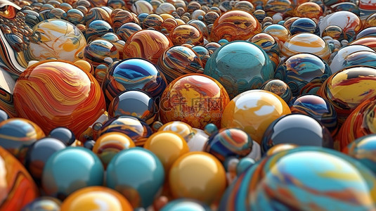 彩色球体的抽象 3D 渲染