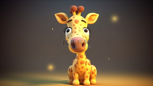 可爱的卡通长颈鹿背景图片_3d 渲染中的可爱卡通长颈鹿