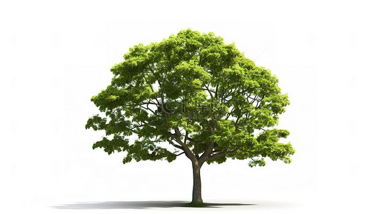 树枝元素背景图片_用于白色背景花园设计的孤立落叶树元素的 3D 渲染