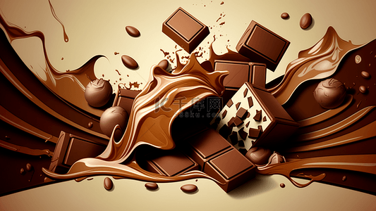 甜点世界背景图片_巧克力3d丝滑巧克力背景图