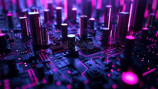 紫色科技感智慧光感城市背景26