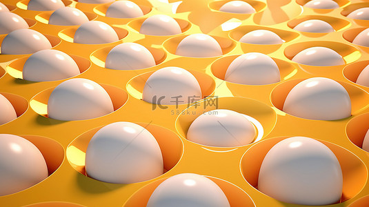 3d 渲染的单面朝上鸡蛋的图案