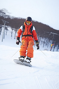 跳神运动招生背景图片_有人在雪地里骑滑雪板