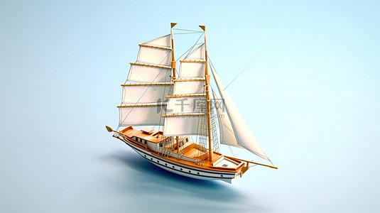 模型帆船的 3d 渲染