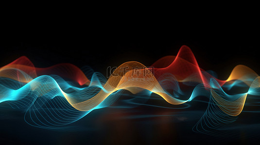 运动中声波的设计 3d 渲染中的抽象背景