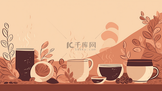 背景烟雾背景图片_咖啡烘培插画海报背景