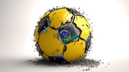 巴西足球杯背景图片_形成巴西一词的足球纹理的 3d 渲染