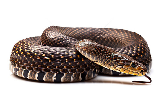 眼镜王蛇是世界上最长的毒蛇，3D 隔离在白色背景上