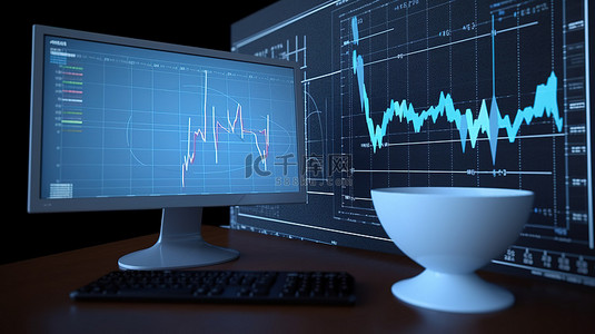 可视化财务数据 业务分析和营销策略的 3D 计算机渲染