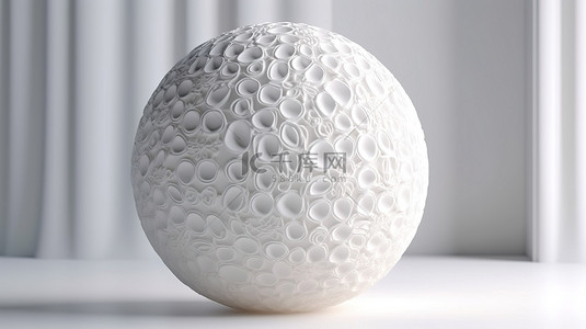 巨大的白色球体装饰着装饰石膏，在白色背景下令人惊叹的几何球特写