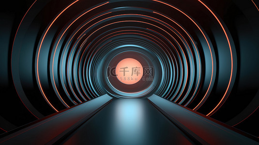 在 3d 中呈现抽象椭圆形状的隧道背景