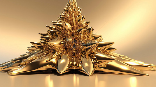 豪华金色抽象圣诞树的 3D 渲染