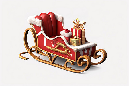 简易雪橇车背景图片_透明背景上有礼物的圣诞圣诞老人雪橇