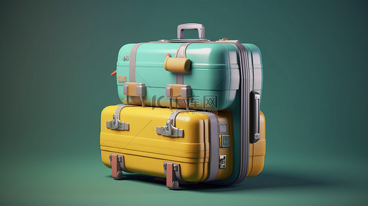 旅行图标手提箱的 3d 渲染