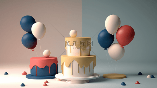 气球生日蛋糕卡通背景图片_生日蛋糕背景