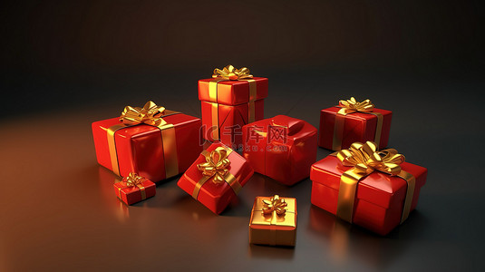 节日礼物边框背景图片_圣诞节和新年节日礼物的节日 3D 渲染