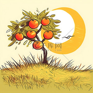 被包围的橘子树的草图