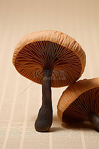 两个小蘑菇坐在纸上