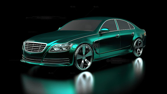 绿色时尚高级运动轿车的 3D 插图