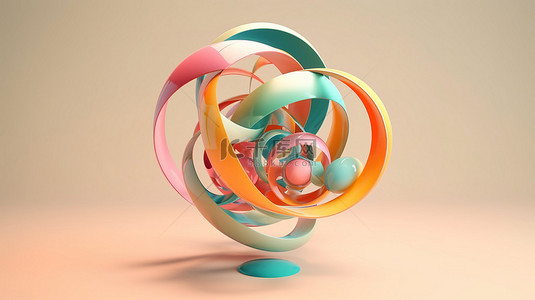 粉色圆柱背景图片_具有重力的抽象 3D 渲染中柔和的彩色几何形状