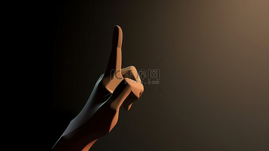 3d 卡通手用手指指向左侧或单击并投射阴影