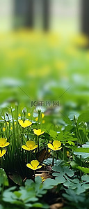 黄色的田地背景图片_一小块田地，上面有一些黄色的花