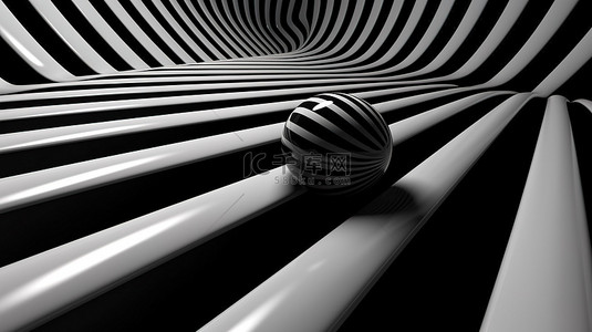 几何线条黑背景图片_单色条纹背景 3d 渲染的黑色线条插图