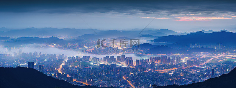 广州日落后山景的空中拍摄 广州 中国