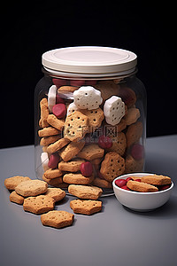 齿形叶子背景图片_齿形饼干罐，上面有饼干和饼干