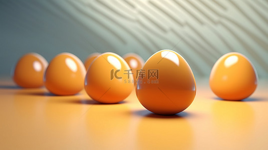 具有创意概念的 3D 渲染鸡蛋