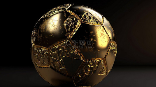 金戈戈logo背景图片_令人惊叹的 3D 渲染中的镀金足球