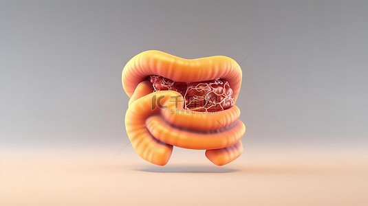 手捂肚子背景图片_过度放纵对胃的影响 3D 渲染健康胃与白色背景肿胀的病胃