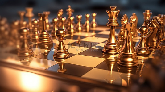 挑战比赛背景图片_3d 渲染的国际象棋比赛
