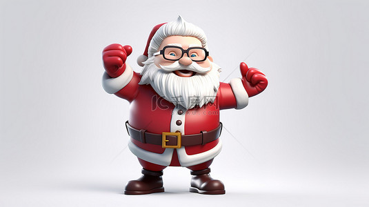 活泼的 3D 圣诞老人角色，欢乐的节日